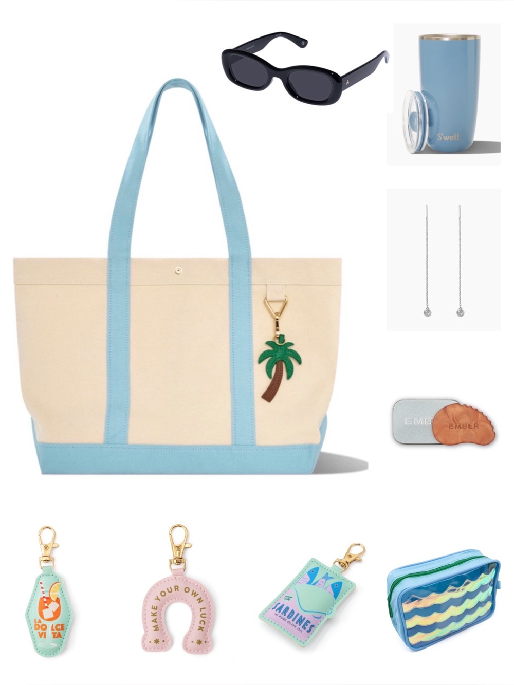 Summer Accessories Bundle NWT 9 Piece BaubleBar Beach Tote Sunglasses Jewelry
